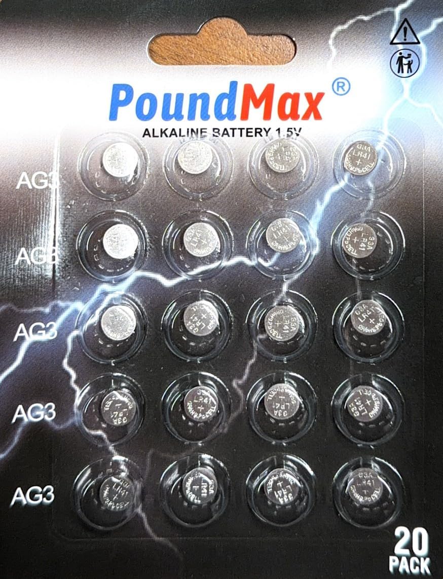 20 X PoundMax AG3 LR41 LR736 / L736 / G3 / G3A / 3GA / 192 / GP192 / V3GA / RW87 1.5V PoundMax Alkalin Düğme Piller Küçük Elektronik Ev Aletleri, Araba Anahtarları, ölçüm cihazları