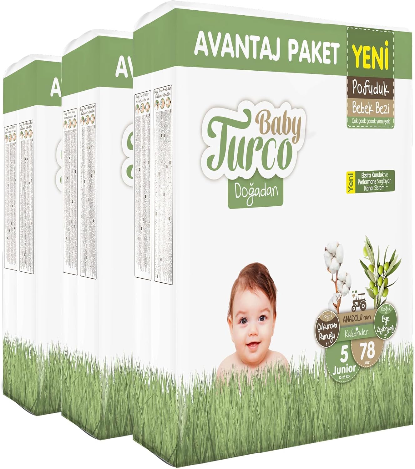 Baby Turco Doğadan Mega Avantaj Paketi Pofuduk Bebek Bezi 5 Numara Junior 234 Adet
