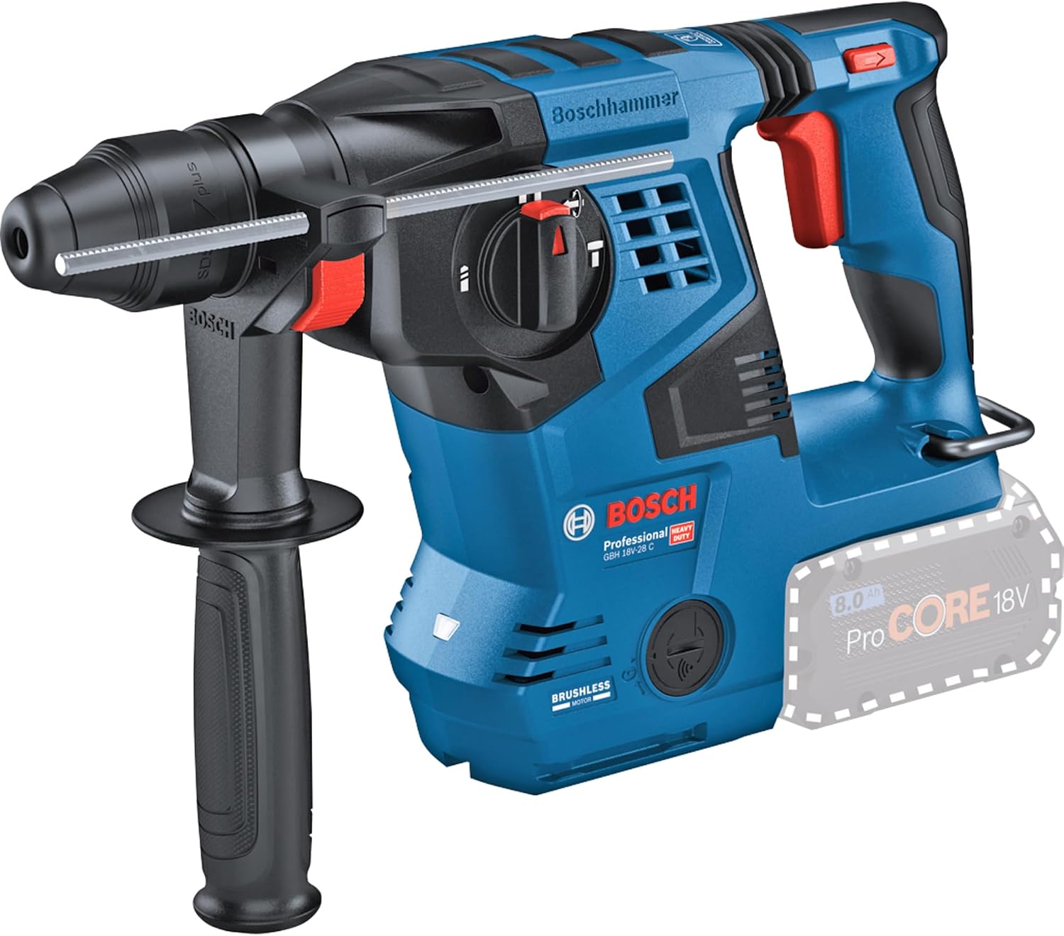 Bosch Professional GBH 18V-28 C Akülü Kırıcı Delici (18 Volt, SOLO, 3,4 J, Betonda Delme Çapı: 28 mm, Karton Kutuda)