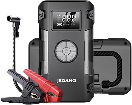 Coverzone Araç Akü Takviye Cihazı Çok Fonksiyonlu Acil Çalıştırma Cihazı, Lastik Şişirme Kompresörü, 8000mAh 29.6Wh Powerbank, LED Işıklı, 5V/2A Giriş Çıkış, Benzinli Dizel Araç İçin | JP-S152