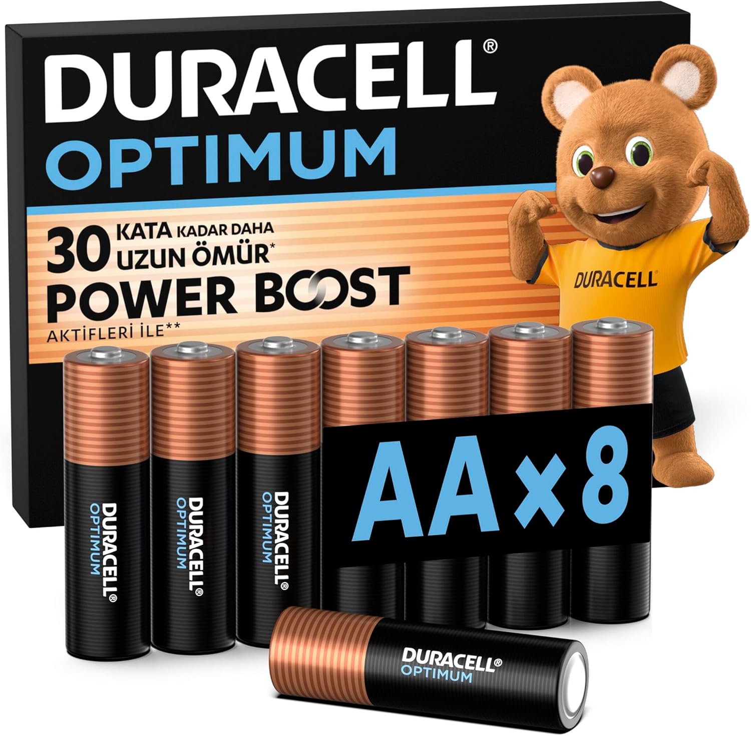 DURACELL OPTIMUM AA Alkalin Pil (8’li Paket) – 1,5V