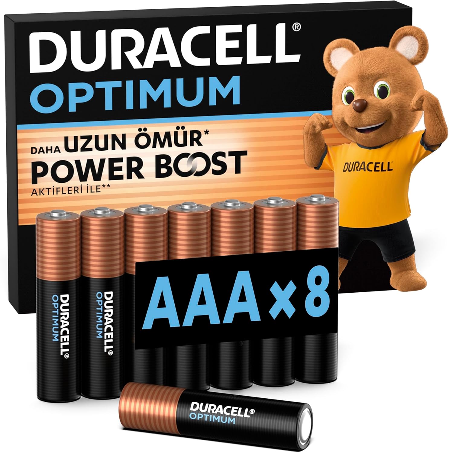 DURACELL OPTIMUM AAA Alkalin İnce Kalem Pil (8’li Paket) – 1,5V