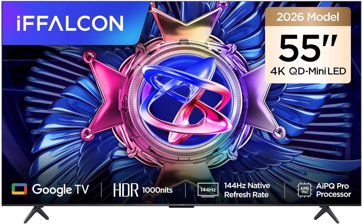 iFFALCON 55U95A 55 İnç Smart TV 4K QD-Mini LED Yüksek Parlaklık HDR 10+ Gaming Google TV, 144Hz Doğal Yenileme Hızı, ONKYO 2.1 Hi-Fi, Dolby Vision Atmos, MEMC, AI Modu, Game Master (2026 Modeli)