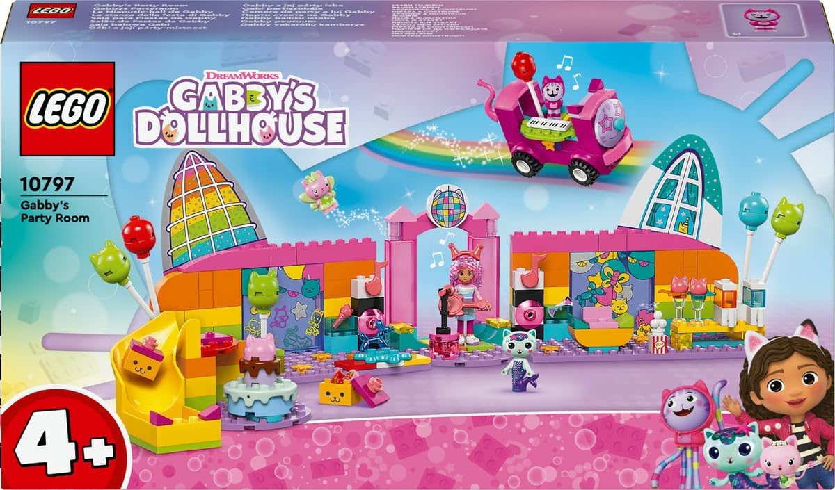 LEGO Gabby’nin Parti Odası 10797 – 4 Yaş ve Üzeri Çocuklar Doğum Günü Hediyesi Fikri, Parti Oyuncakları, Mini Bebek Figürleri ve Hayvan Figürleri İçeren Yaratıcı Oyuncak Yapım Seti (252 Parça)