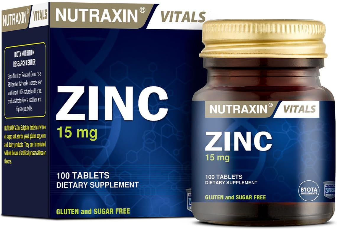 Nutraxin Vitals Zinc 15 mg 100 Tablet Takviye Edici Gıda